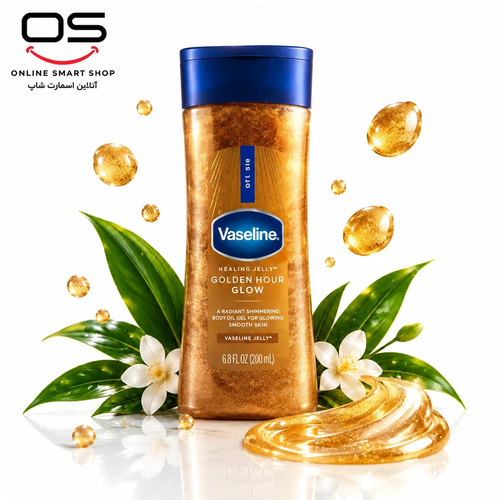 روغن براق کننده بدن وازلین مدل Golden Hour Glow Vanilla Cocoa حجم 200 میلی لیتر